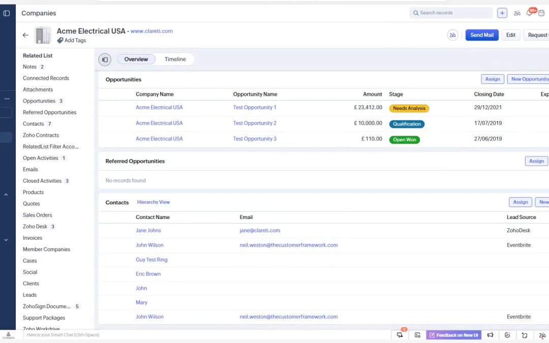 Zoho CRM Related List