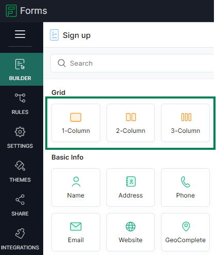Zoho Forms grid layout